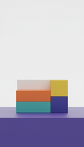 Geometric Toy Storage Bench In Bold Colors