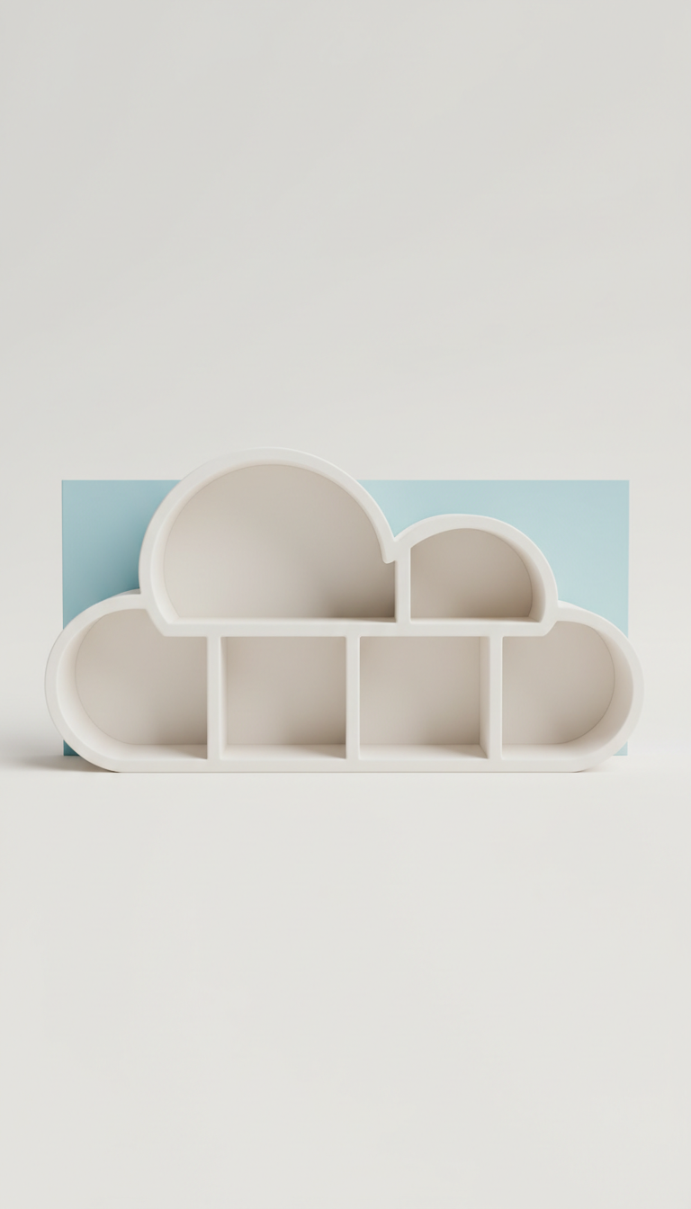 Cloud-Shaped Bookshelf in Birch Wood